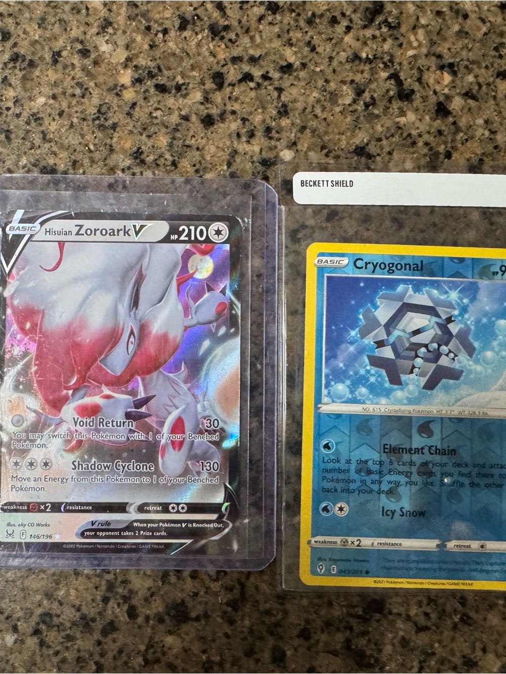 Pokemon Zoroark V Holo Card - Pink & Silver Foil + bonus card